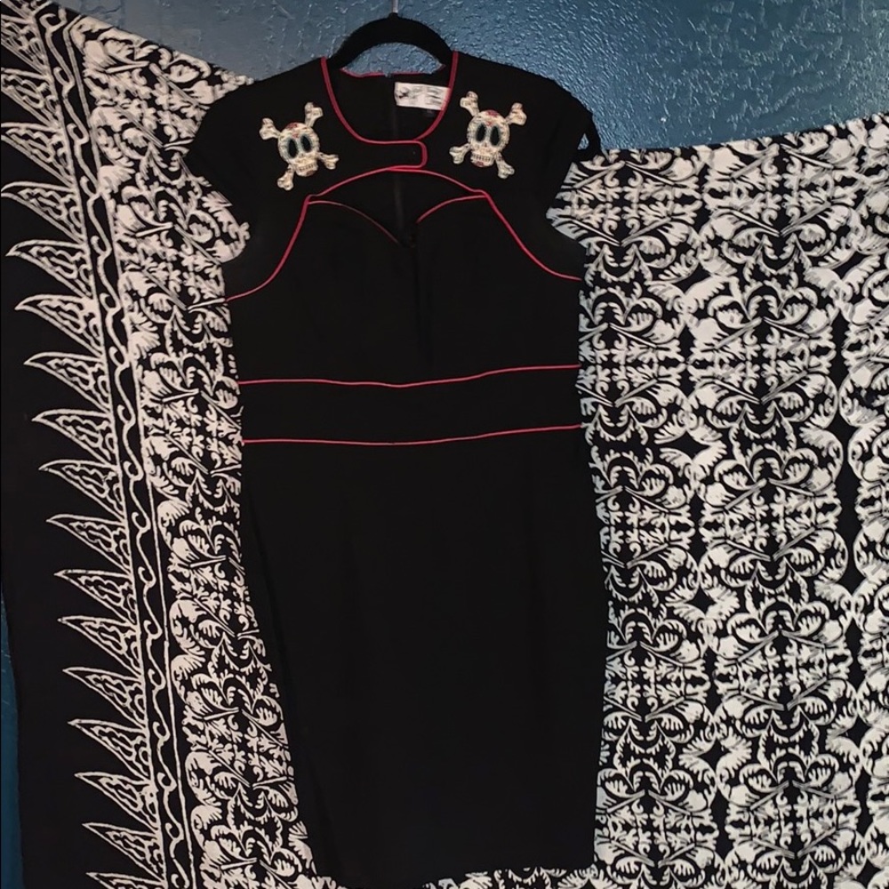 Hell Bunny Sugar Skull Pencil Dress